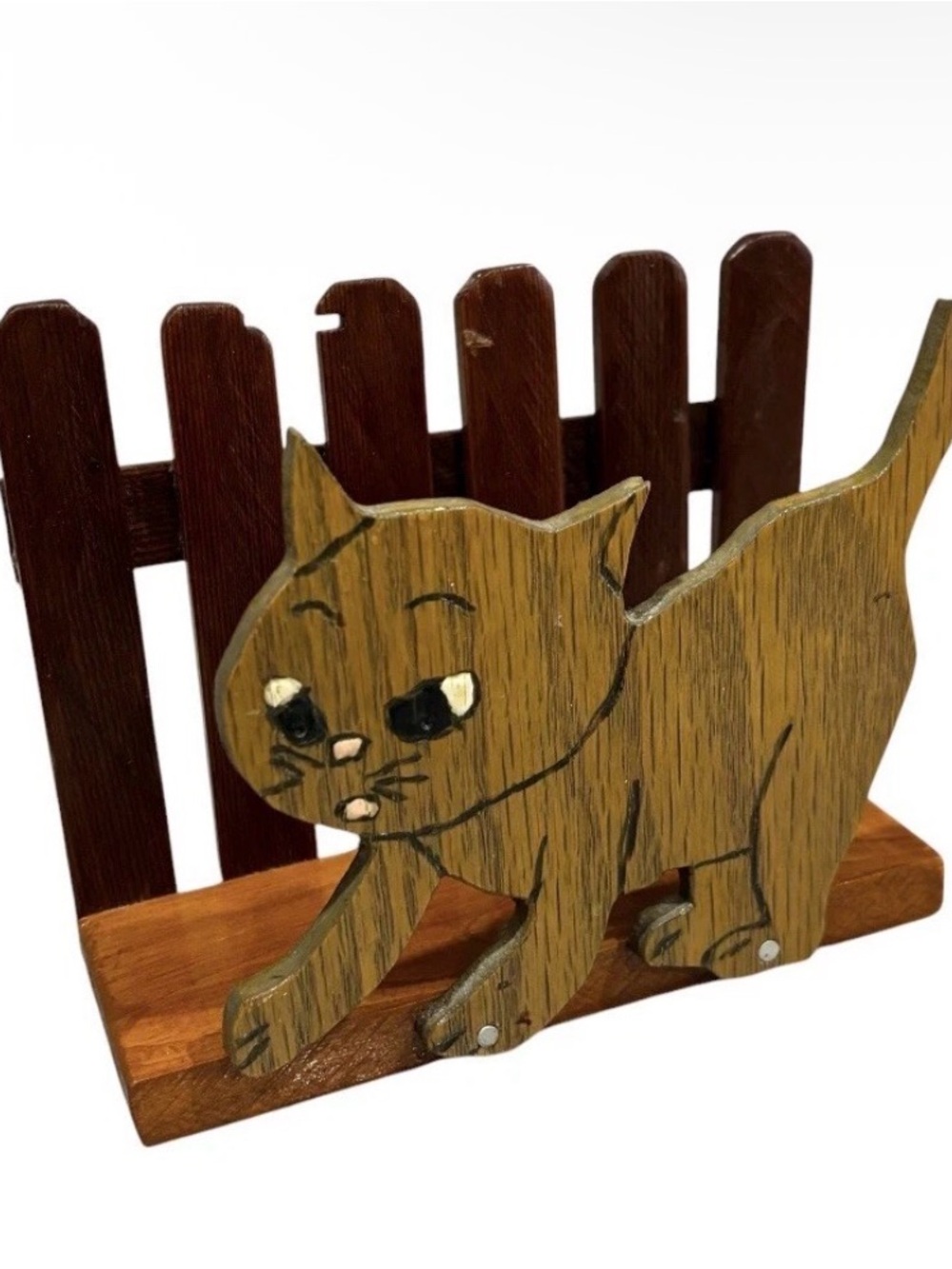 Wooden Brown Cat Decorative Pet Accessory Organizer
